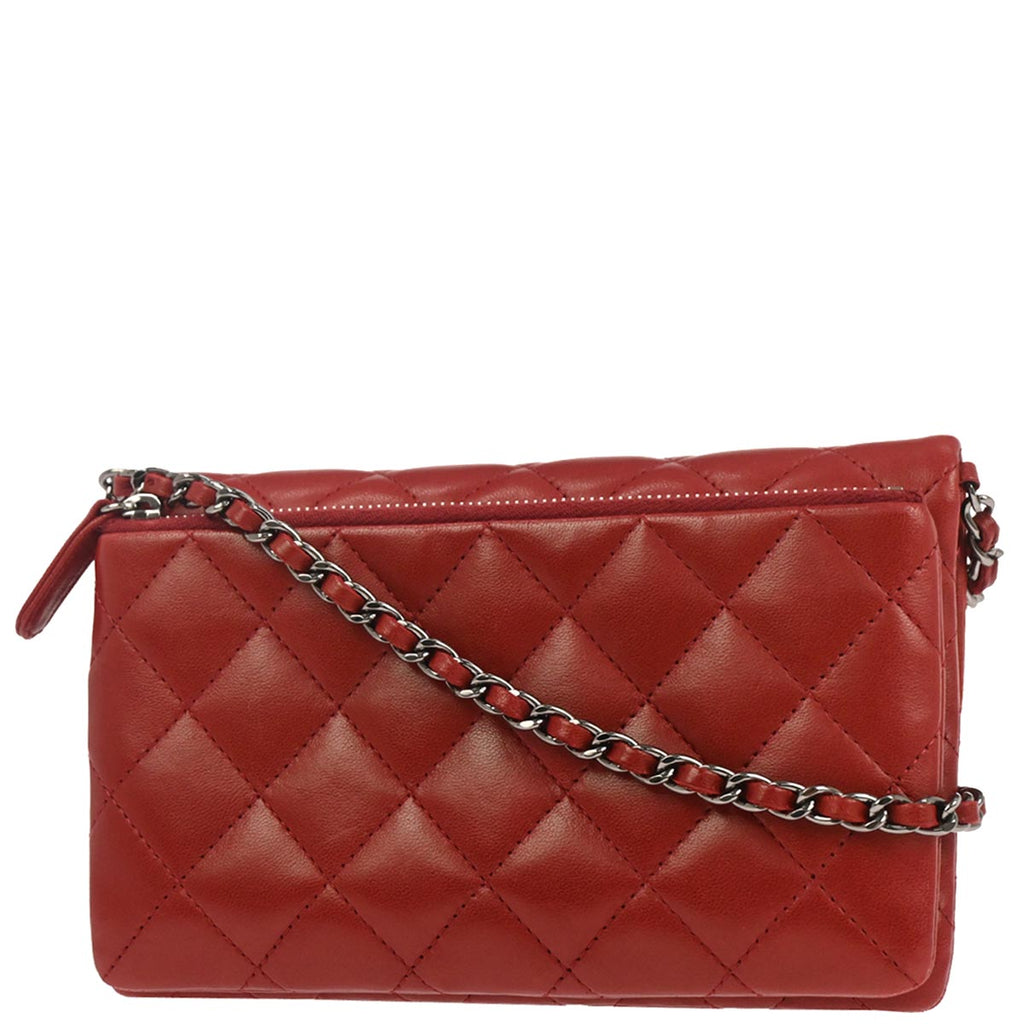 Chanel 2013-2014 Red Lambskin Flap Bag Shoulder Bag