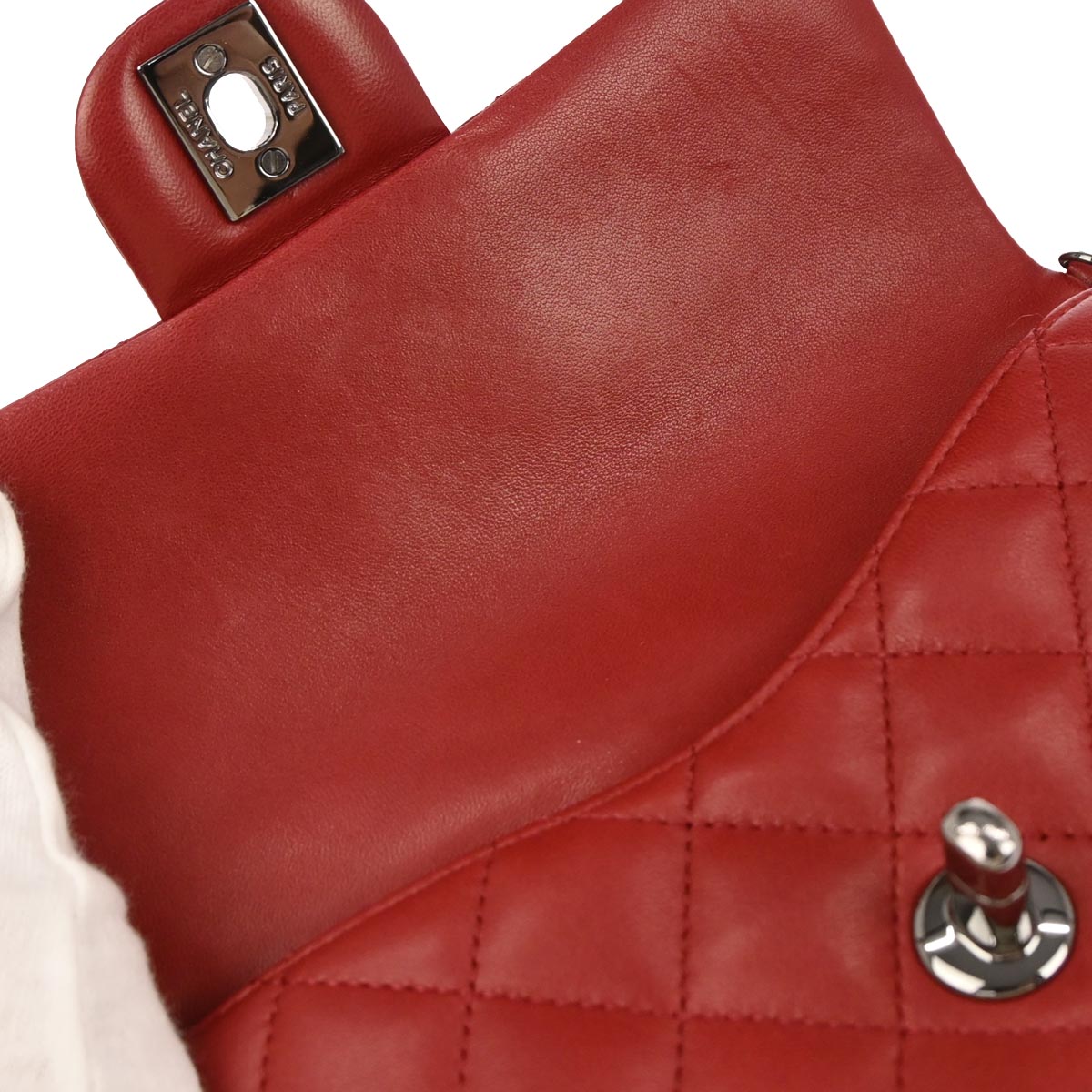 Chanel 2013-2014 Red Lambskin Flap Bag Shoulder Bag