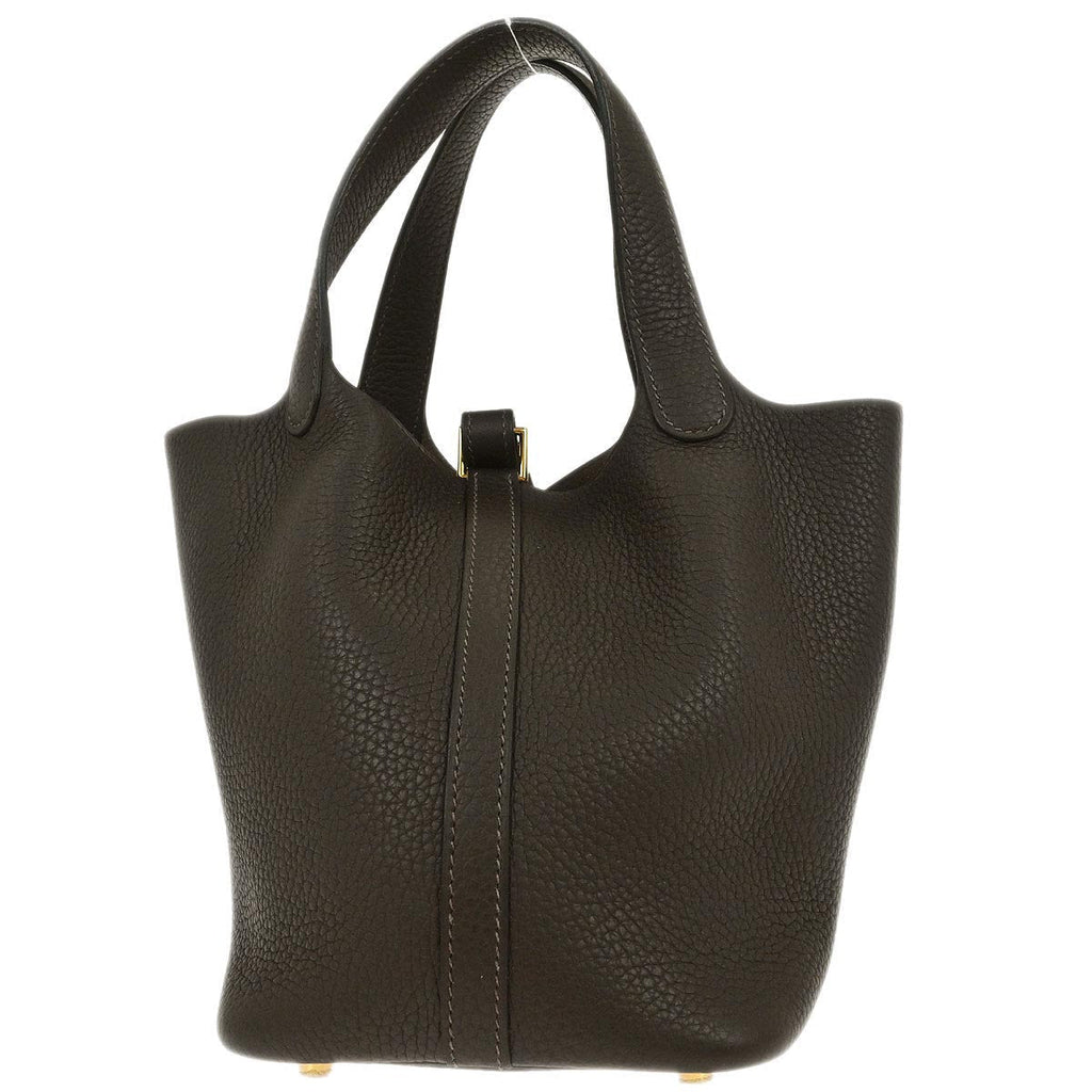 Hermes Chocolat Taurillon Clemence Picotin Lock 18 PM Handbag