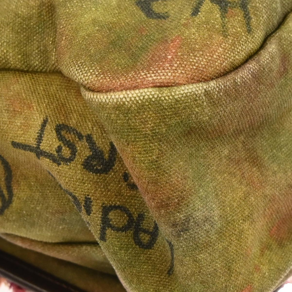 Chanel 2015-2016 Khaki Canvas Graffiti On The Pavements Shoulder Bag