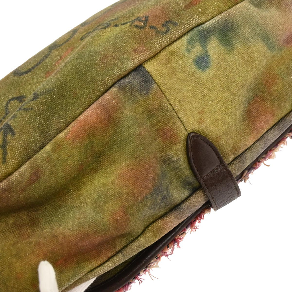 Chanel 2015-2016 Khaki Canvas Graffiti On The Pavements Shoulder Bag