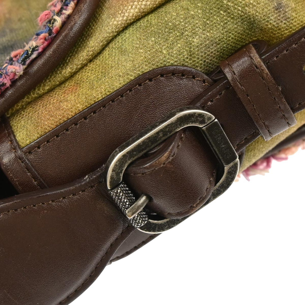 Chanel 2015-2016 Khaki Canvas Graffiti On The Pavements Shoulder Bag