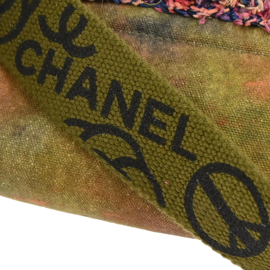 Chanel 2015-2016 Khaki Canvas Graffiti On The Pavements Shoulder Bag