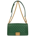 Boy Chanel 2018 Green Caviar Skin Medium Shoulder Bag