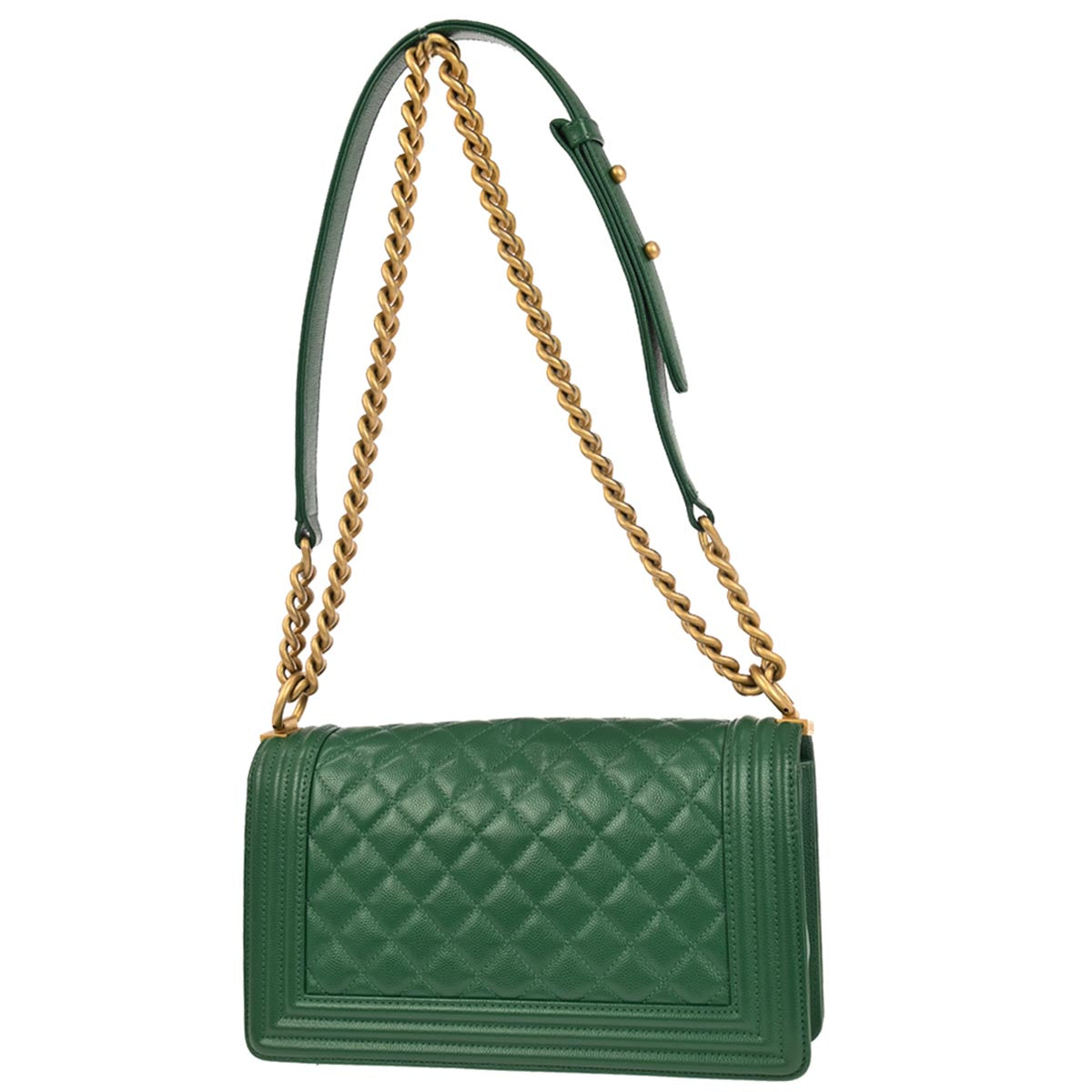 Boy Chanel 2018 Green Caviar Skin Medium Shoulder Bag