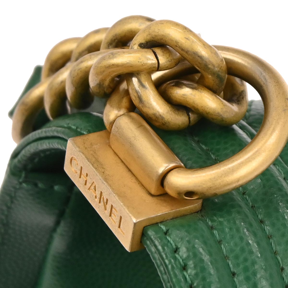 Boy Chanel 2018 Green Caviar Skin Medium Shoulder Bag