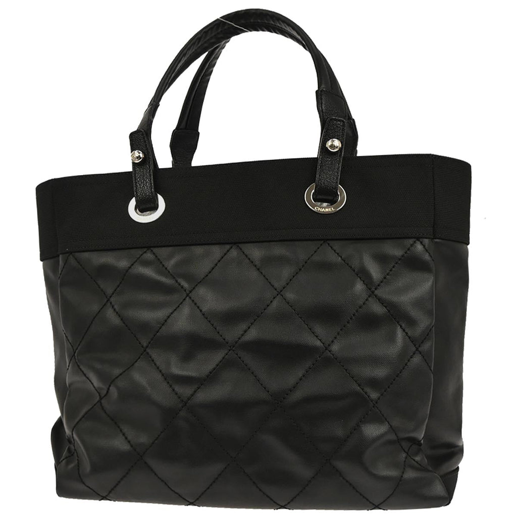 Chanel Black Coated Canvas Paris-Biarritz MM Tote Handbag