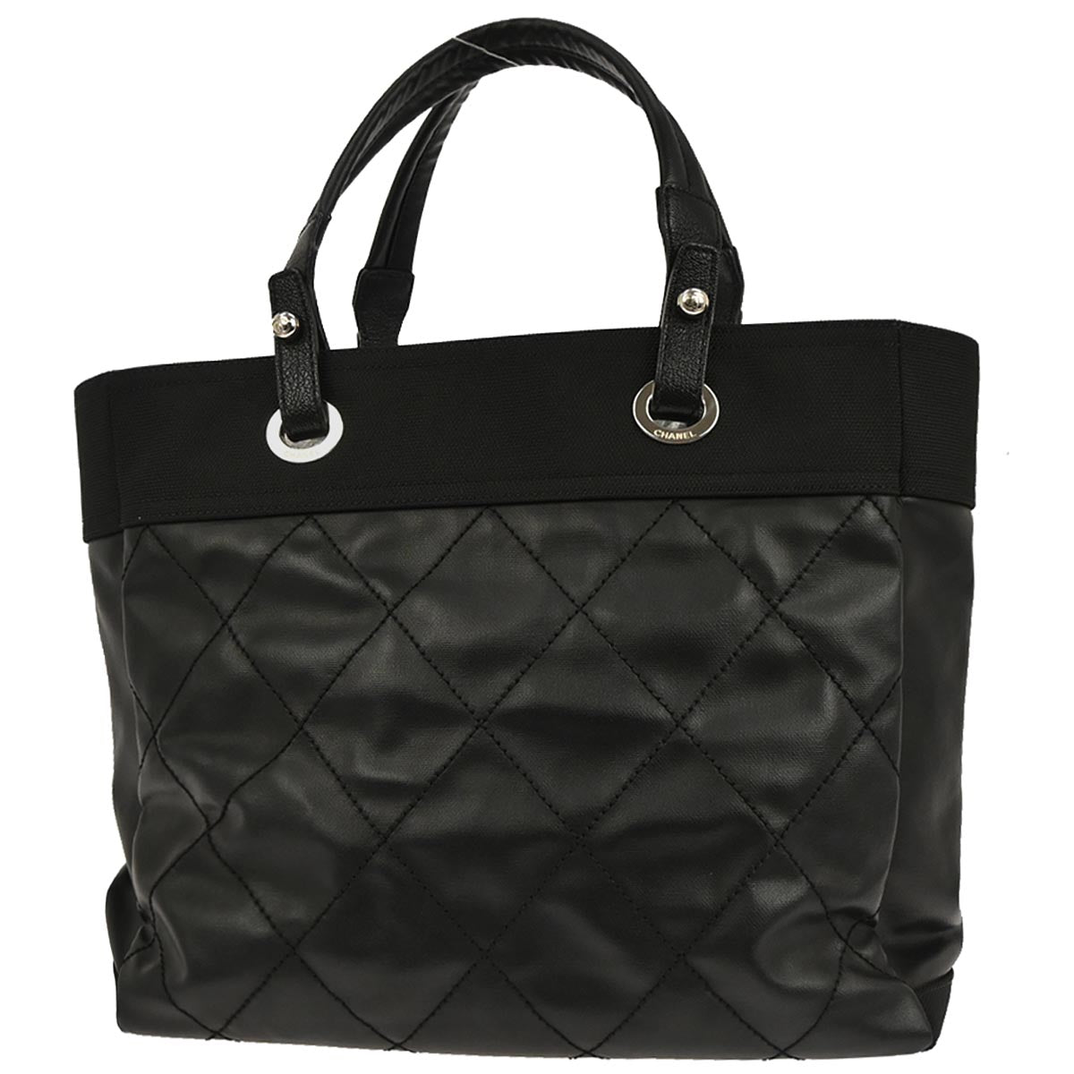 Chanel Black Coated Canvas Paris-Biarritz MM Tote Handbag