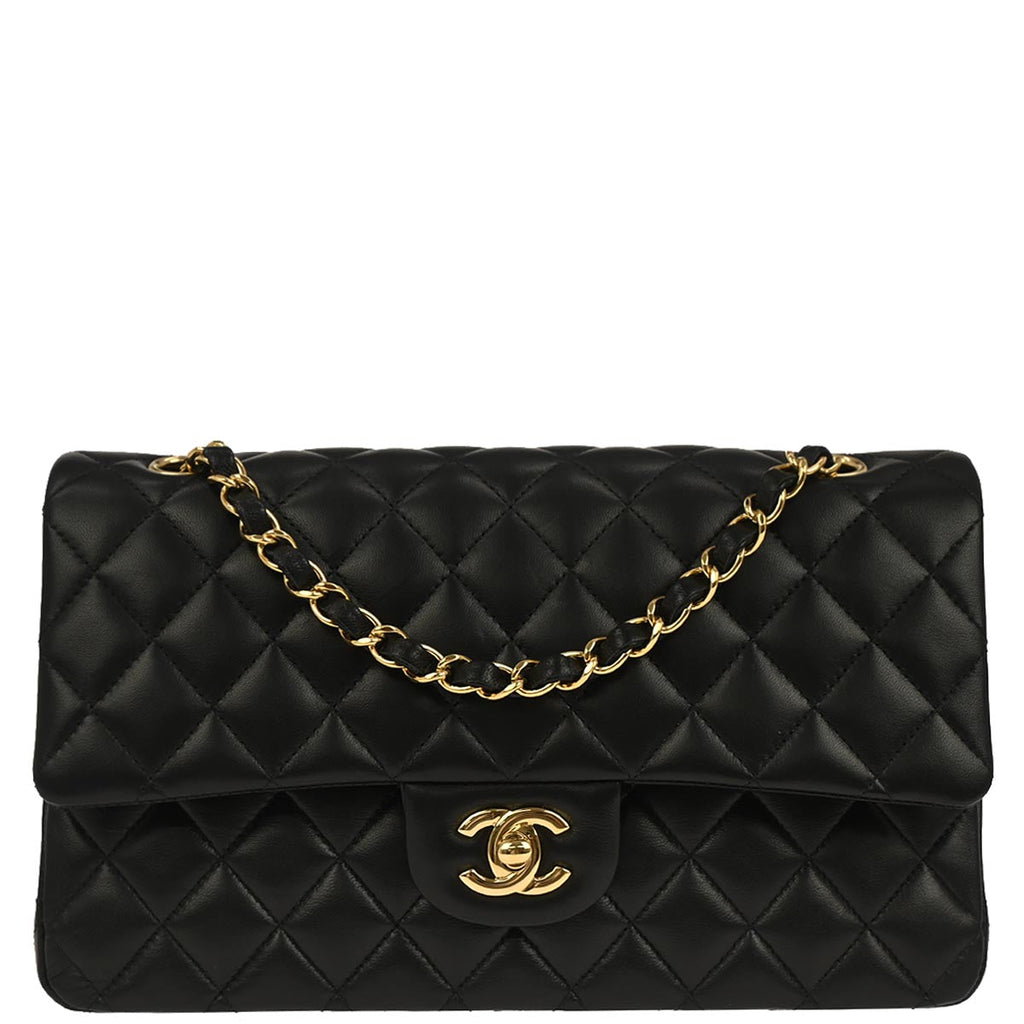 Chanel Black Lambskin Medium Classic Double Flap Shoulder Bag