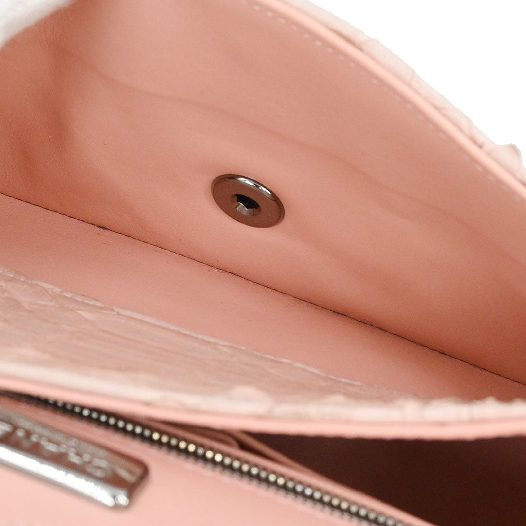 Chanel * Light Pink Python Medium Classic Double Flap Shoulder Bag