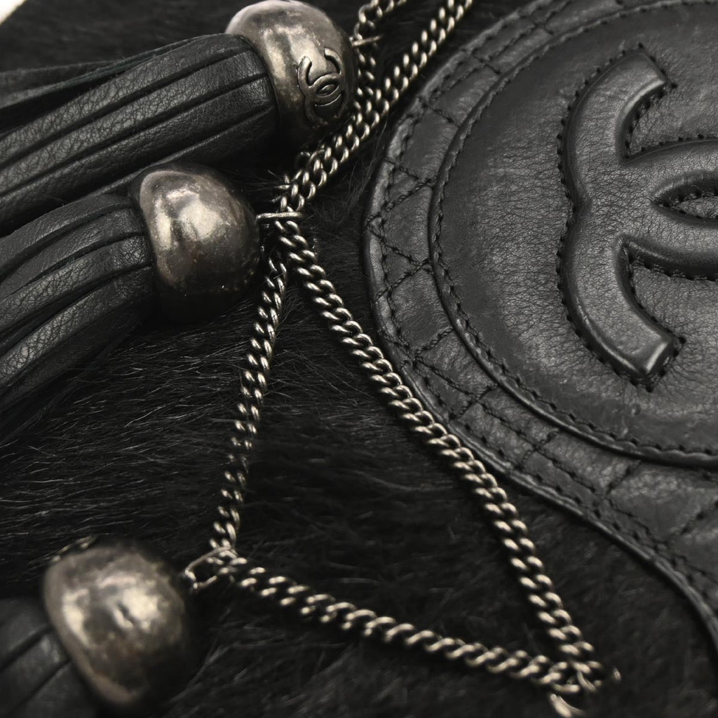 Chanel * 2013-2014 Black Pony Hair Paris Edinburgh Saddle Bag Shoulder Bag