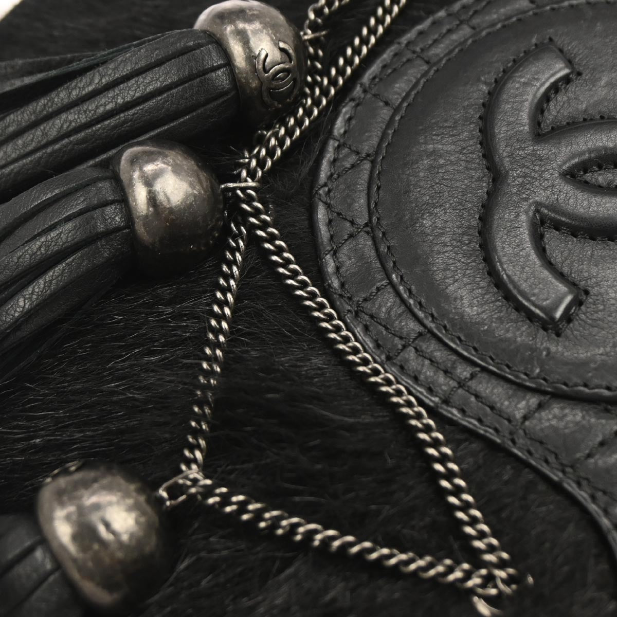 Chanel * 2013-2014 Black Pony Hair Paris Edinburgh Saddle Bag Shoulder Bag