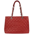 Chanel 2012-2013 Red Caviar Skin Grand Shopping Tote GST Chain Handbag