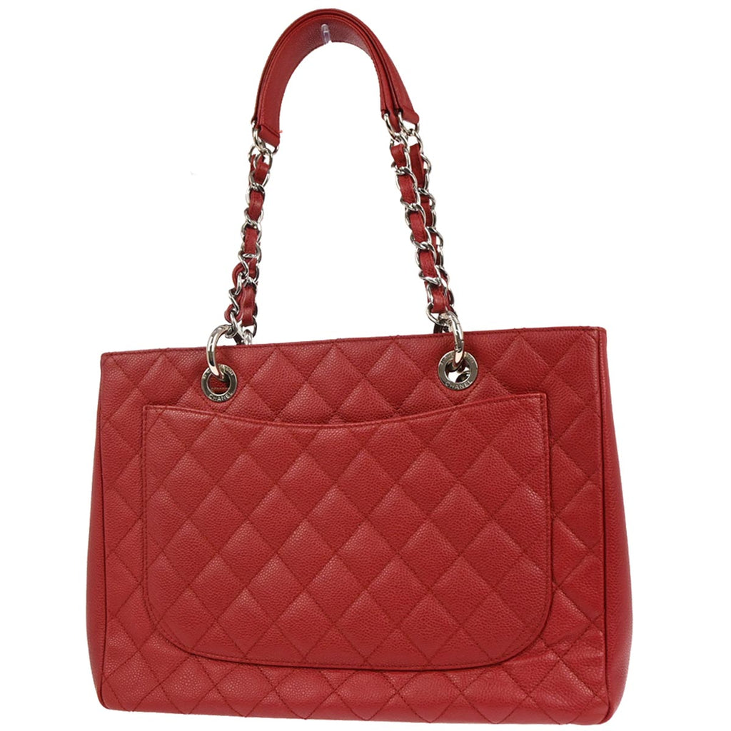 Chanel 2012-2013 Red Caviar Skin Grand Shopping Tote GST Chain Handbag