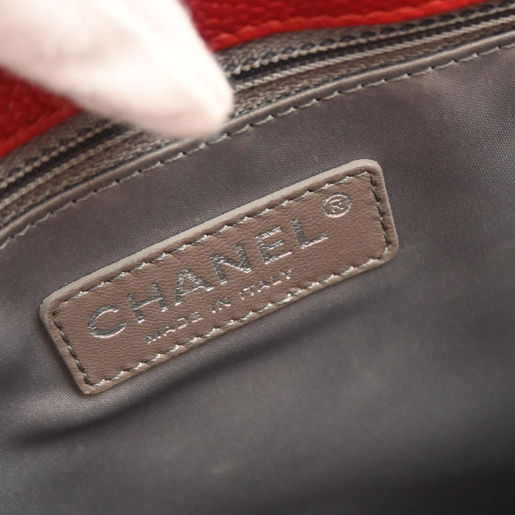 Chanel 2012-2013 Red Caviar Skin Grand Shopping Tote GST Chain Handbag