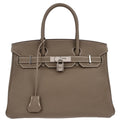 Hermes Etoupe Gray Togo Birkin 30 Handbag