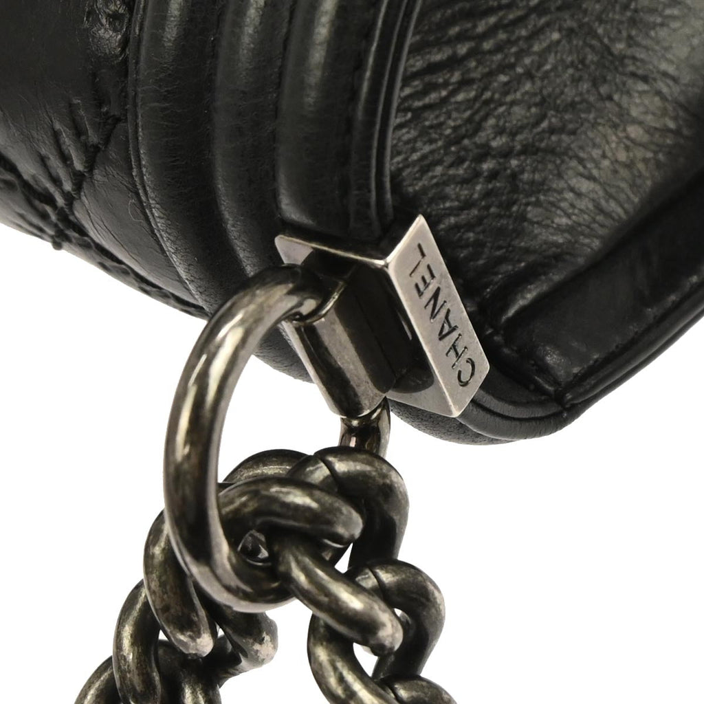 Boy Chanel Black Calfskin Medium Double Stitch Shoulder Bag