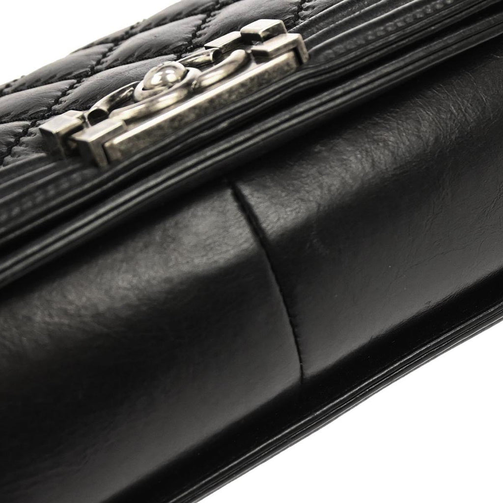 Boy Chanel Black Calfskin Medium Double Stitch Shoulder Bag