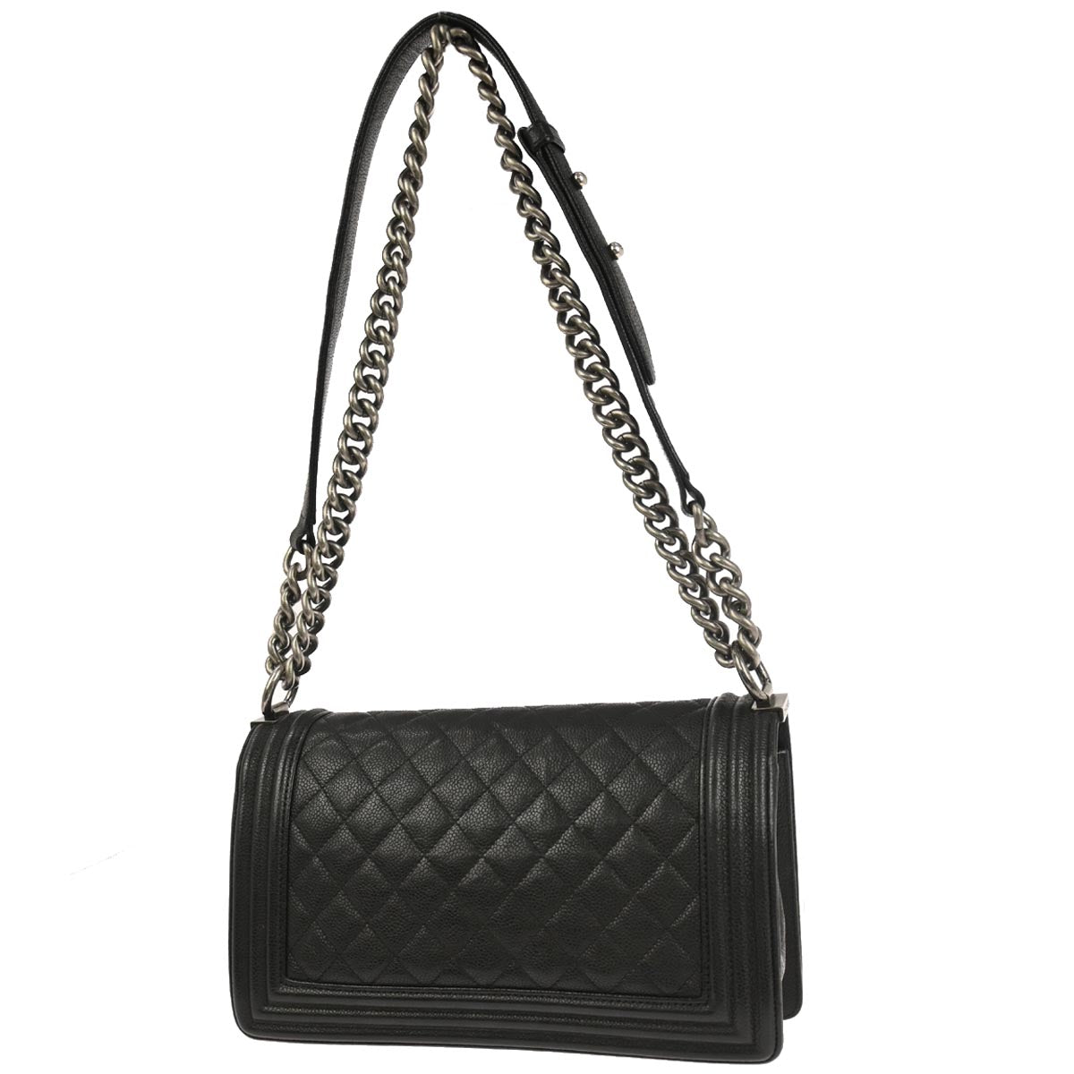 Boy Chanel 2017 Black Caviar Skin Medium Chain Shoulder Bag