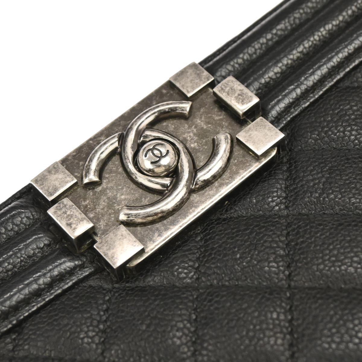 Boy Chanel 2017 Black Caviar Skin Medium Chain Shoulder Bag