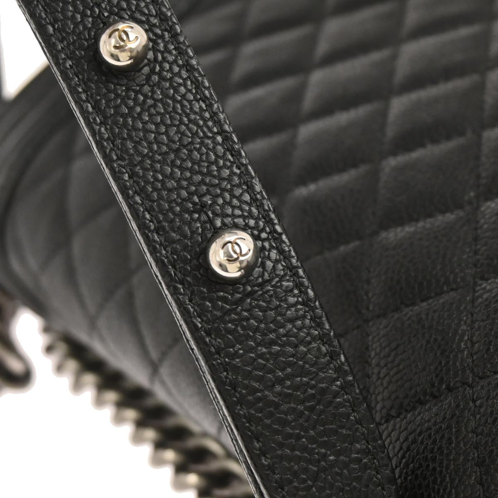 Boy Chanel 2017 Black Caviar Skin Medium Chain Shoulder Bag