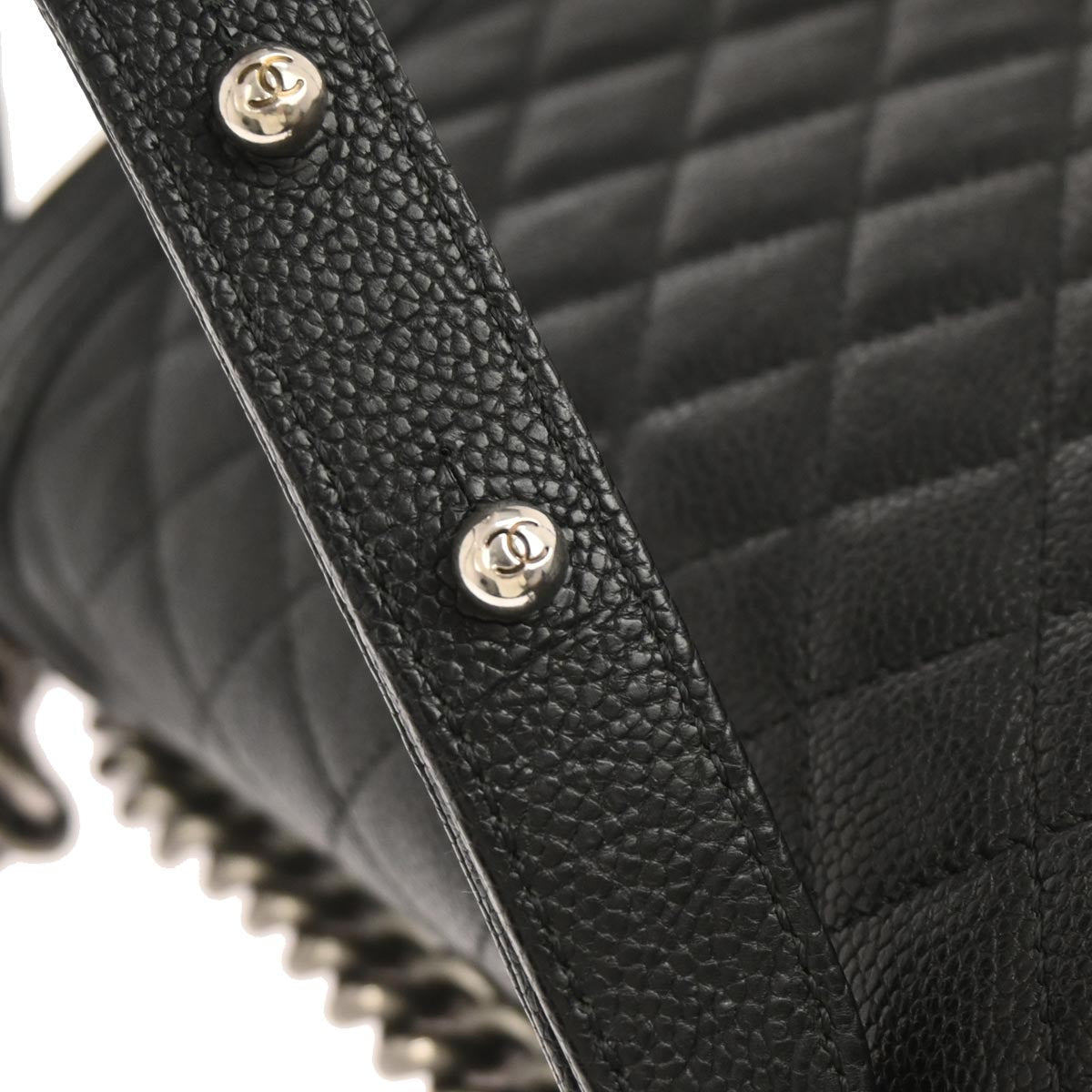 Boy Chanel 2017 Black Caviar Skin Medium Chain Shoulder Bag