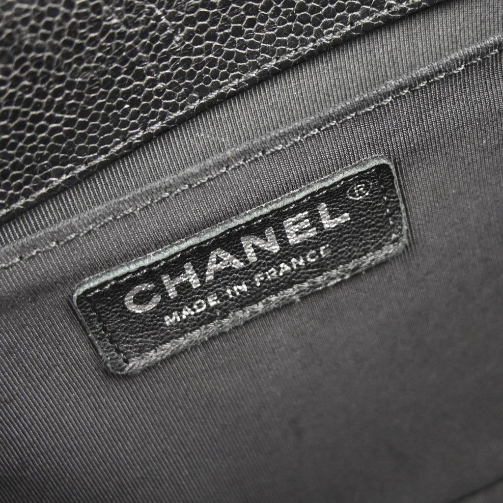 Boy Chanel 2017 Black Caviar Skin Medium Chain Shoulder Bag
