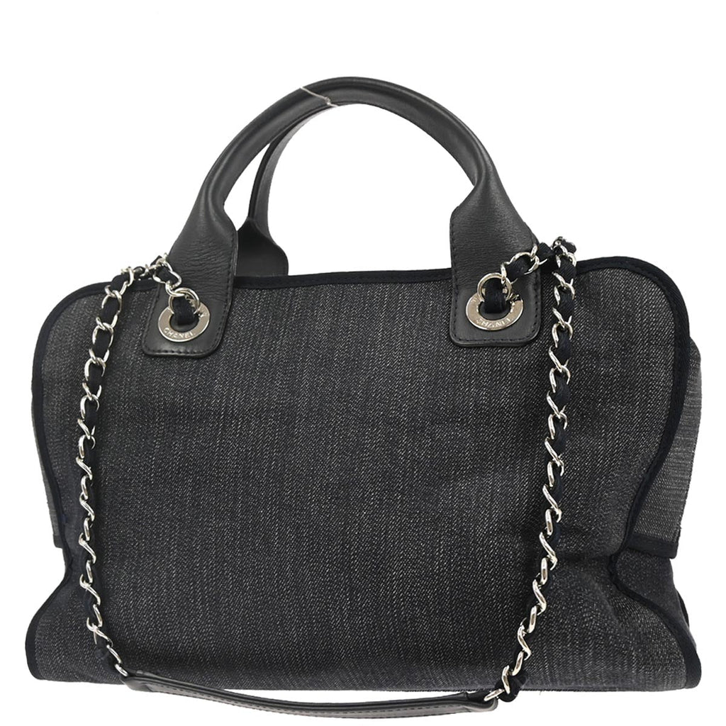 Chanel Navy Canvas Deauville Bowling Bag