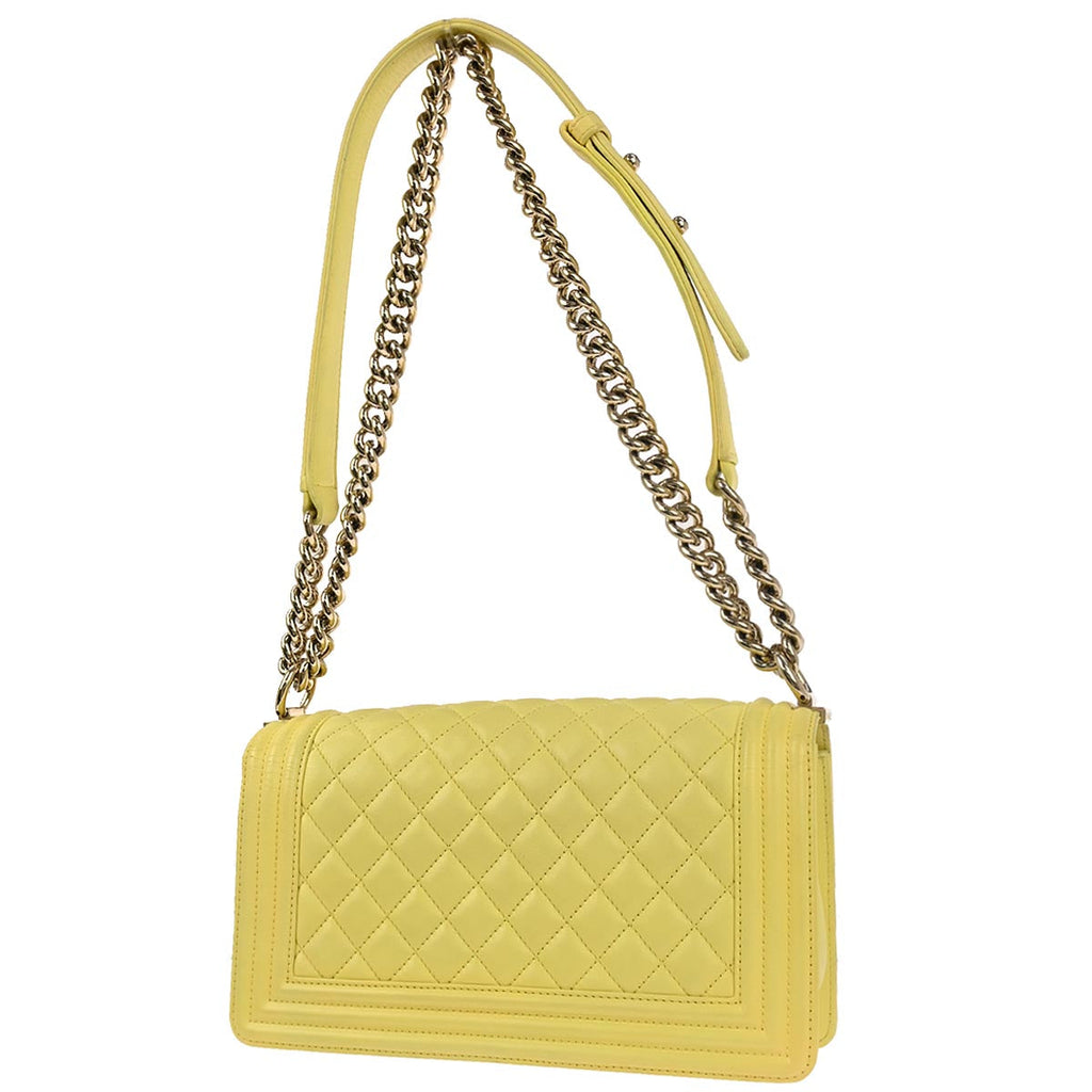 Boy Chanel 2016-2017 Yellow Lambskin Medium Chain Shoulder Bag