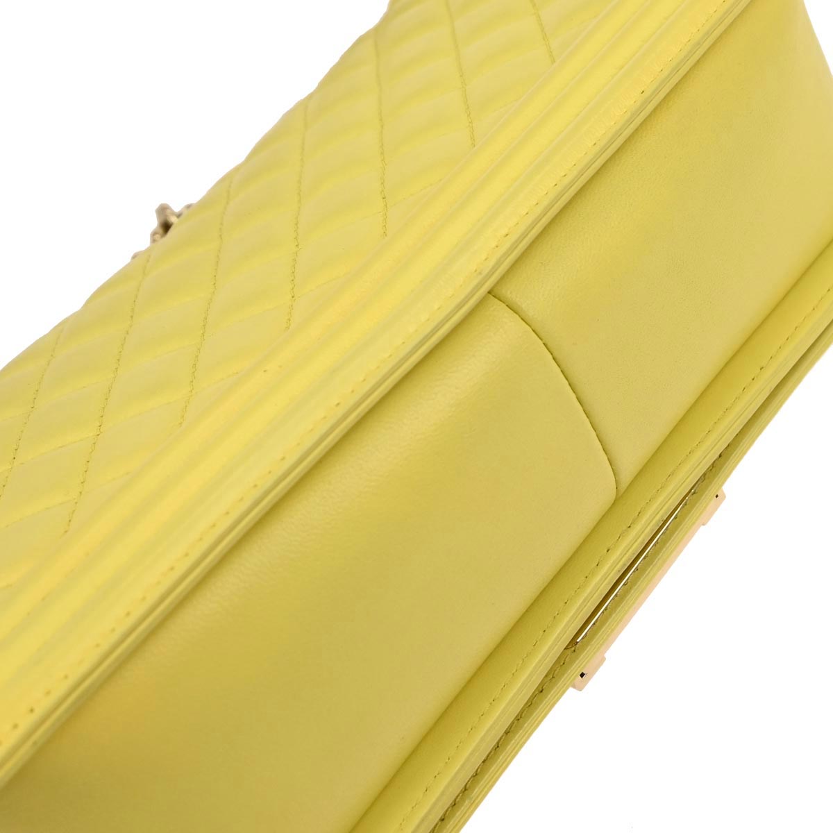 Boy Chanel 2016-2017 Yellow Lambskin Medium Chain Shoulder Bag