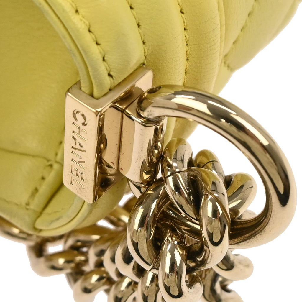 Boy Chanel 2016-2017 Yellow Lambskin Medium Chain Shoulder Bag