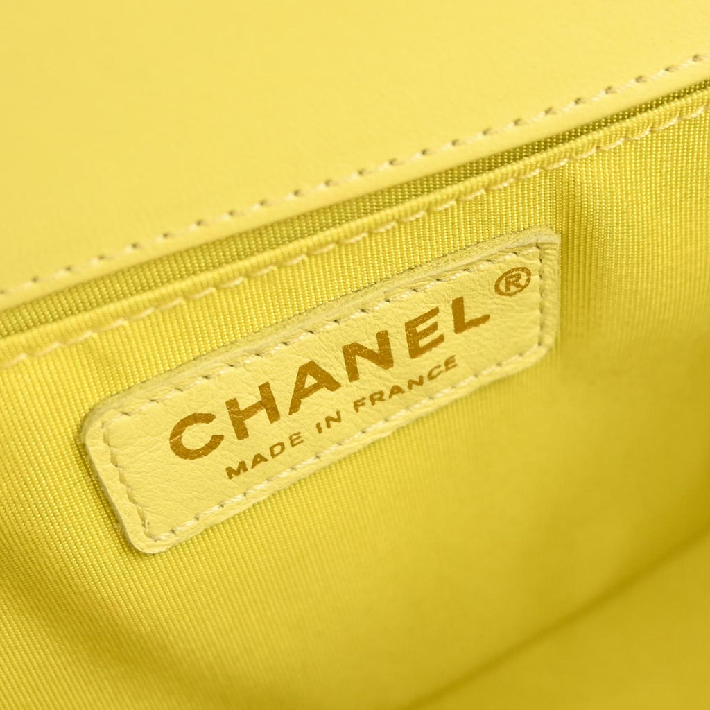 Boy Chanel 2016-2017 Yellow Lambskin Medium Chain Shoulder Bag