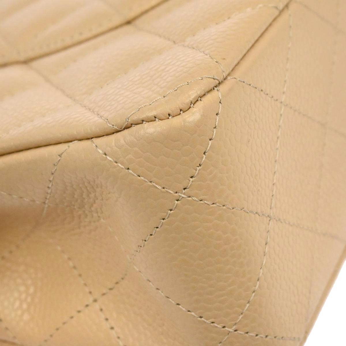 Chanel 2013-2014 Beige Caviar Skin Medium Classic Double Flap Shoulder Bag