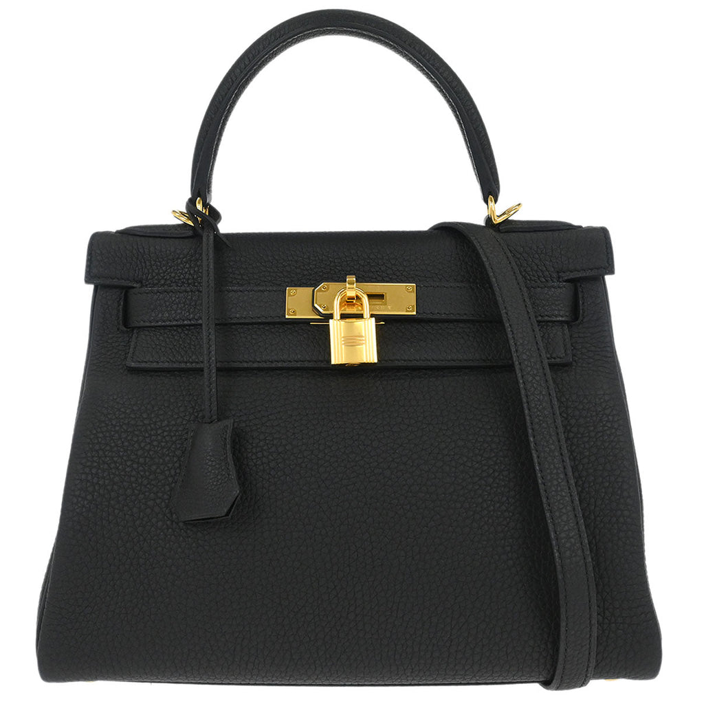 Hermes Black Togo Kelly 28 Retourne 2way Shoulder Handbag