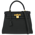 Hermes Black Togo Kelly 28 Retourne 2way Shoulder Handbag