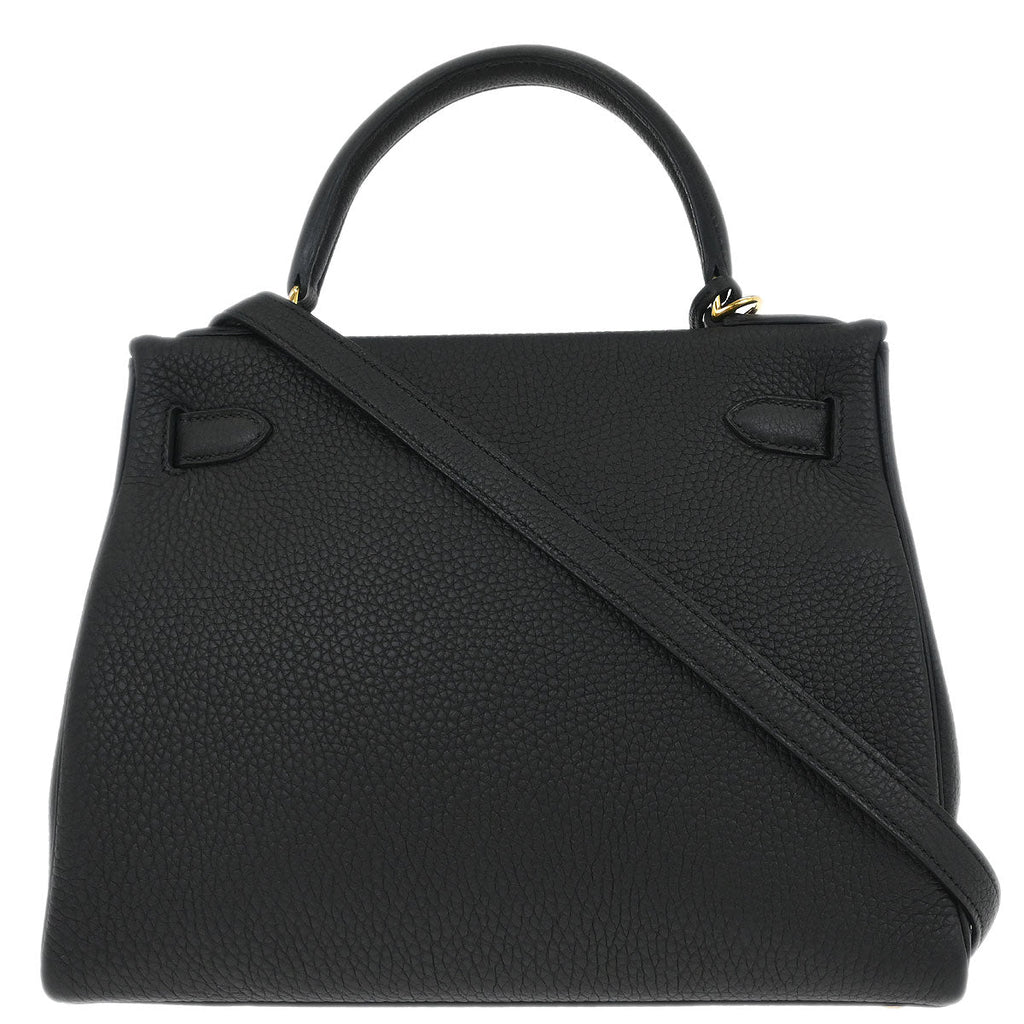 Hermes Black Togo Kelly 28 Retourne 2way Shoulder Handbag