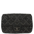 Chanel Black Calfskin Studded Single Flap Shoulder Bag