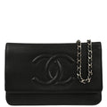 Chanel 2016-2017 Black Caviar Skin Timeless WOC Wallet on Chain Bag