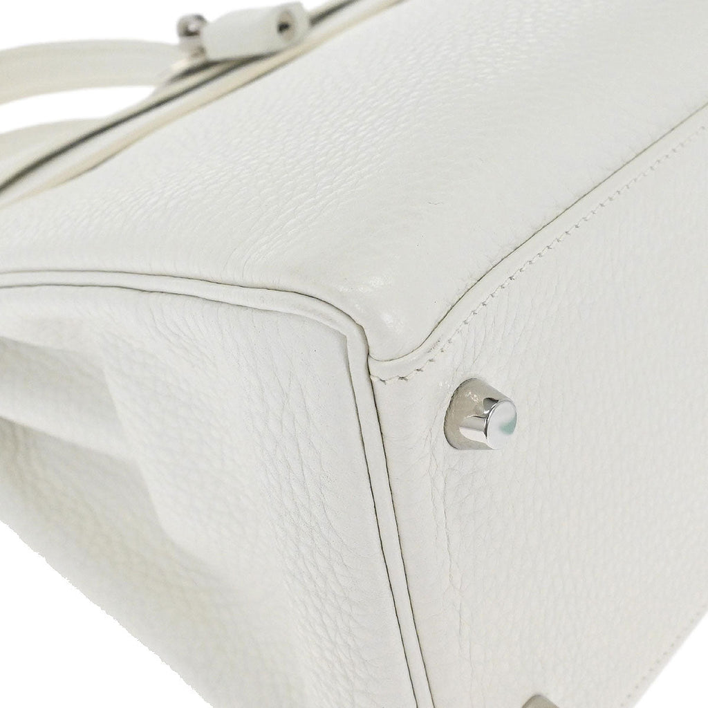 Hermes White Taurillon Clemence Kelly 28 Retourne 2way Shoulder Handbag