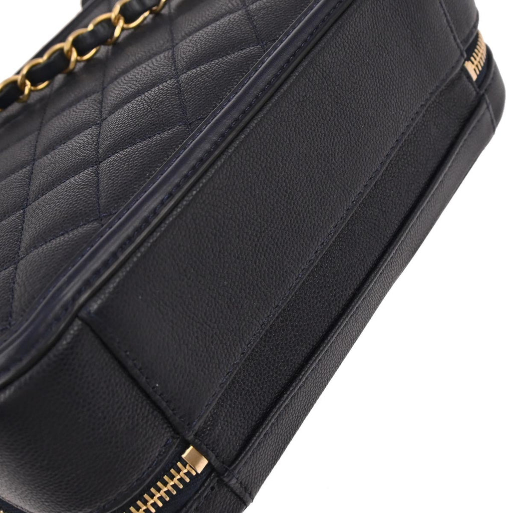 Chanel Navy Caviar CC Filigree 2way Vanity Shoulder Handbag
