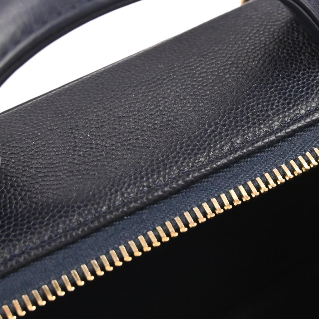 Chanel Navy Caviar CC Filigree 2way Vanity Shoulder Handbag