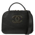 Chanel 2017 Black Calfskin Goatskin Coco Curve Vanity Bag 2way Shoulder Handbag