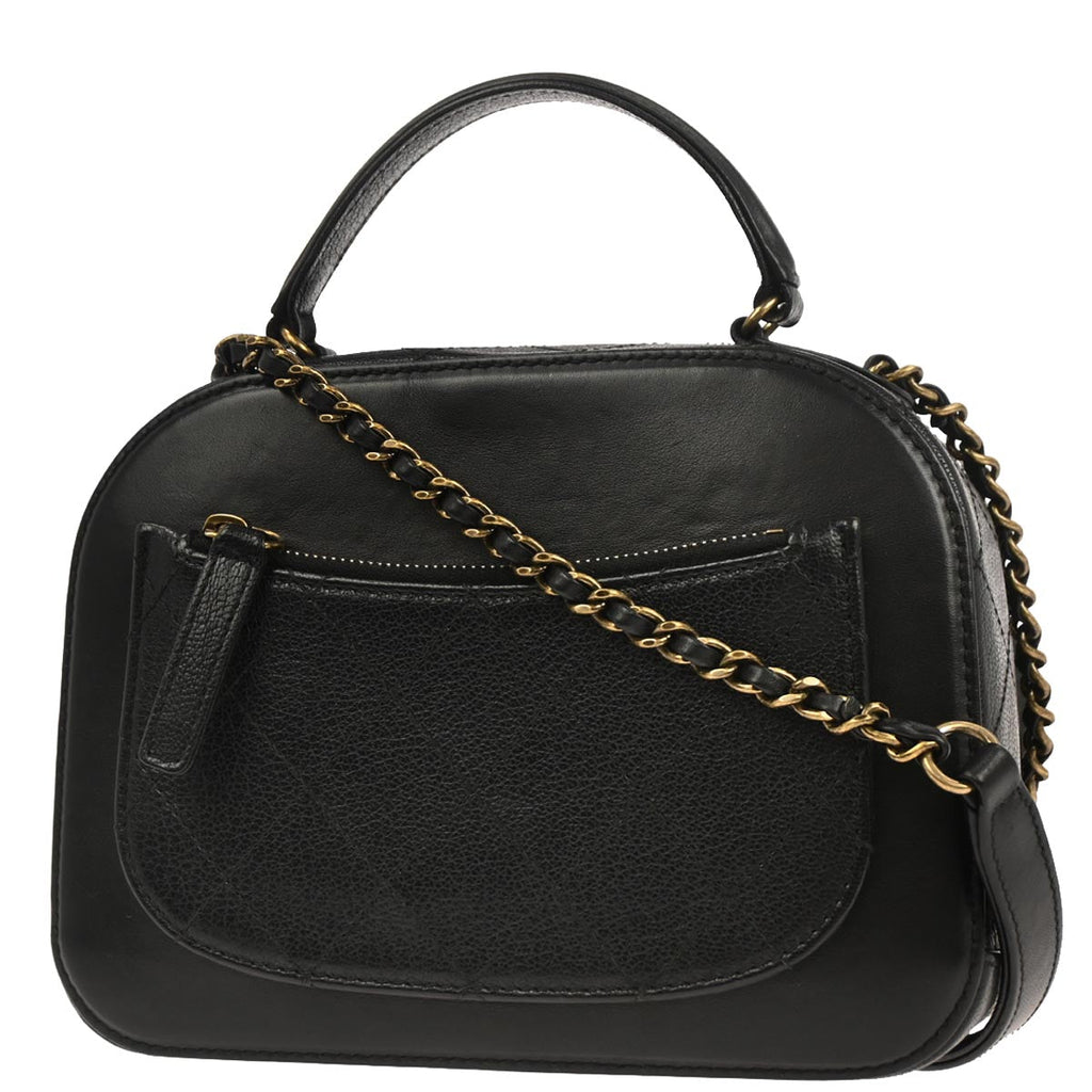 Chanel 2017 Black Calfskin Goatskin Coco Curve Vanity Bag 2way Shoulder Handbag