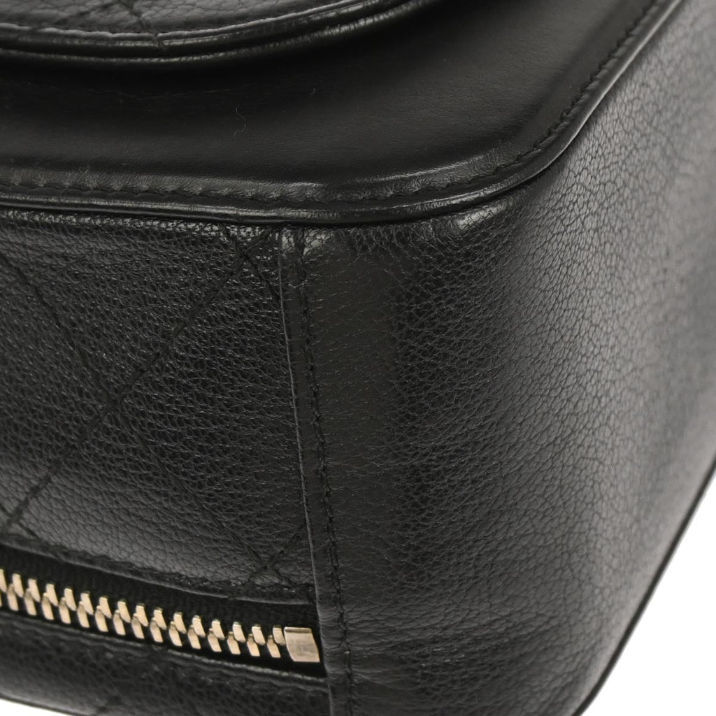 Chanel 2017 Black Calfskin Goatskin Coco Curve Vanity Bag 2way Shoulder Handbag