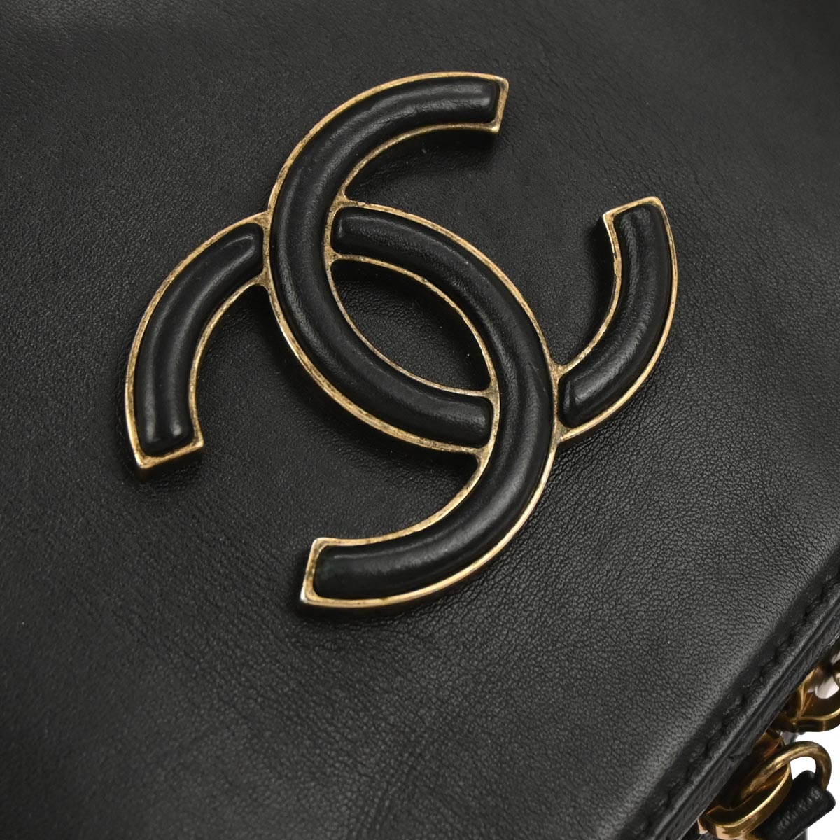 Chanel 2017 Black Calfskin Goatskin Coco Curve Vanity Bag 2way Shoulder Handbag