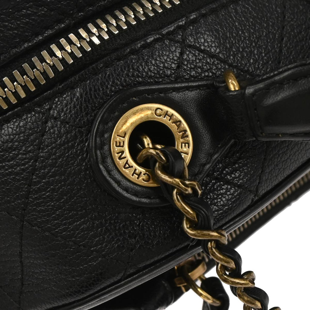 Chanel 2017 Black Calfskin Goatskin Coco Curve Vanity Bag 2way Shoulder Handbag