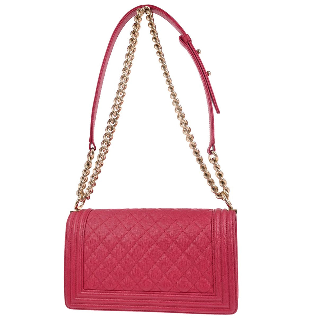 Boy Chanel Pink Caviar Skin Medium Chain Shoulder Bag