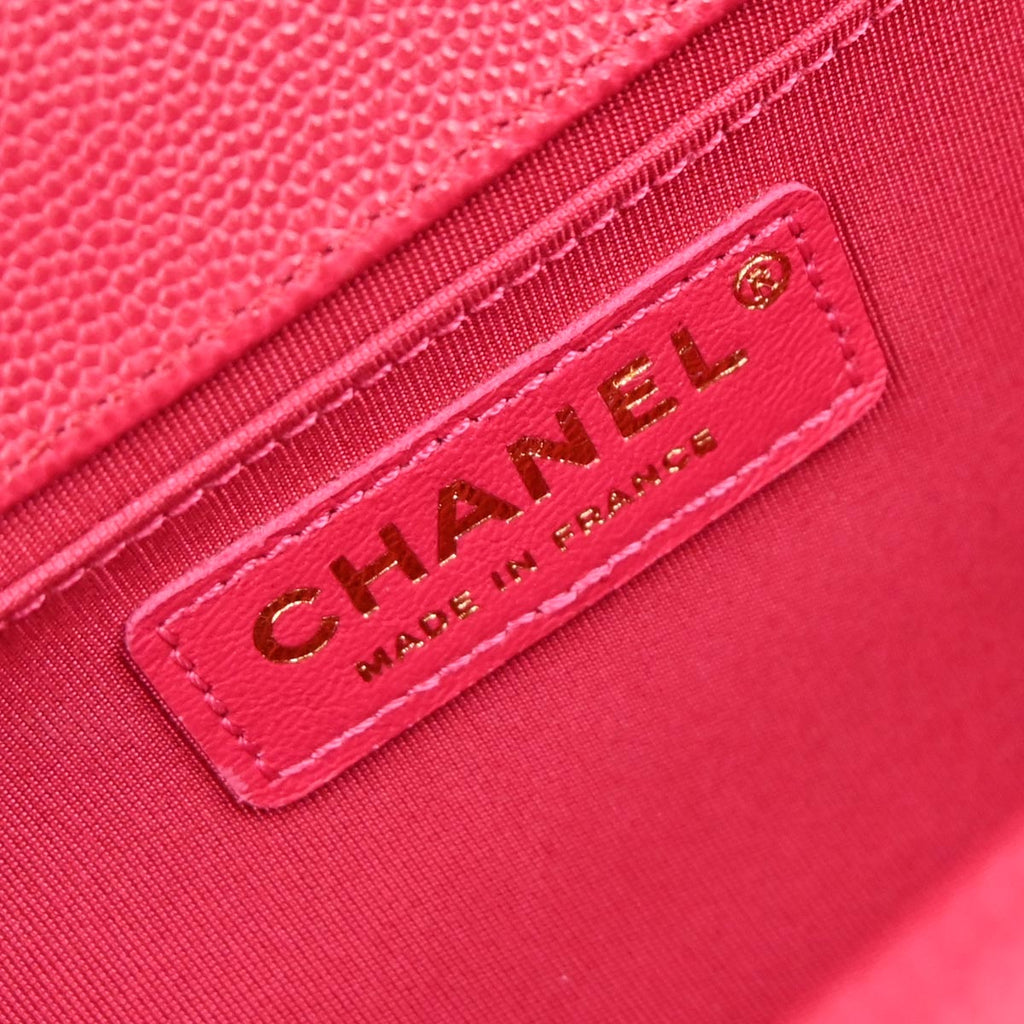 Boy Chanel Pink Caviar Skin Medium Chain Shoulder Bag