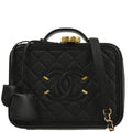 Chanel 2019 Black Caviar CC Filigree 2way Vanity Shoulder Handbag