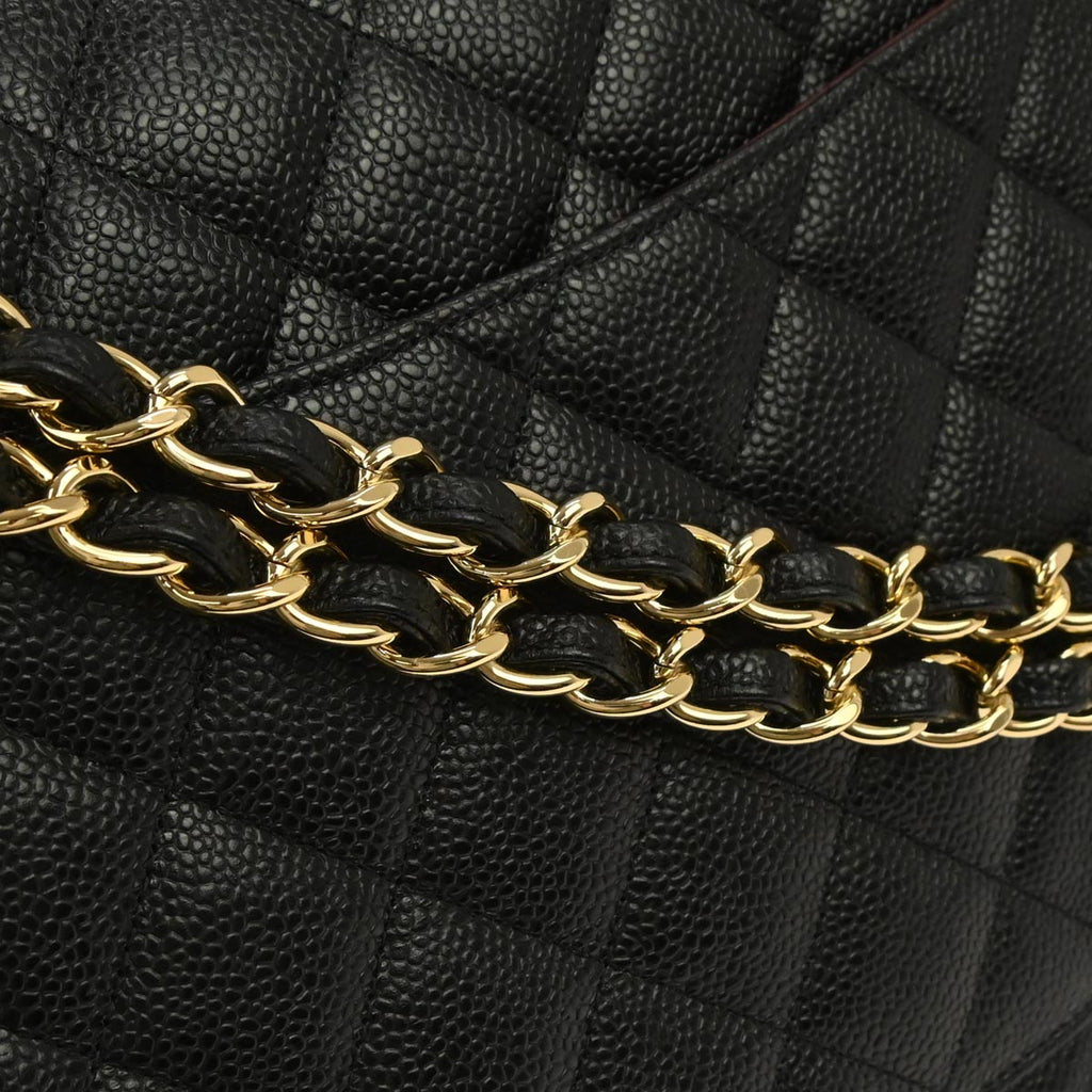 Chanel Black Caviar Skin Classic Double Flap Shoulder Bag